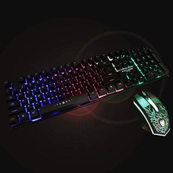 SAMA Wired USB Keyboard And Mouse Combo RGB Gaming 104 Comfortable Quiet Chocolate Keys