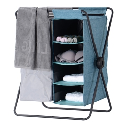 SORTWISE 3-In-1 X-Frame Laundry Hamper, Foldable Laundry Basket With 4 Layer Storage Removable Rack for Bathroom Bedroom