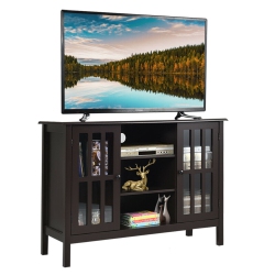 TOPBUY Wood Tv Stand Free Standing Storage Console Cabinet for 50" Tv Walnut