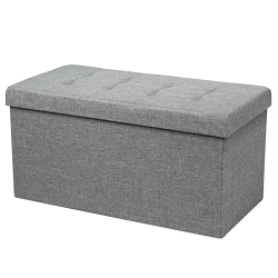 TOPBUY 31.5" Storage Ottoman Fabric Foldable Toy Chest With Removable Storage Bin In Grey