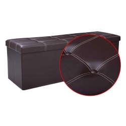 TOPBUY Folding Storage Stool Padded Ottoman Faux Leather Foot Rest Seat Pouffe Box In Brown