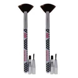 BOURJOIS Multi-Brush Nail Art Set By for Women - 3 PC Set Fan Brush, Shader Brush, Liner Brush - Pack Of 2