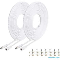 A-Z ELECTRONICS [2021 Newest] 2Pack Flat Dc Power Extension Cable 20Ft 6M 2.1MM X 5.5MM Compatible With 12V Dc Adapter Cord