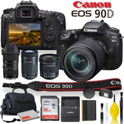 CANON Eos 90D Dslr Camera With 18-135MM Lens, Sigma 18-35Mm, Ef-S 55-250Mm, Ef-S 10-18Mm, Soft Padded Case, Memory Card, And More - Triple Lens Set