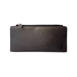 CLUB ROCHELIER Slim Ladies Clutch With Top Zipper In Brown