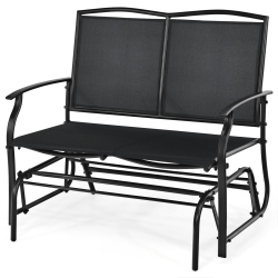 TOPBUY Patiojoy 2 Person Swing Glider Bench Patio Rocking Lounge Chair W/steel Frame for Garden Backyard Balcony In Black