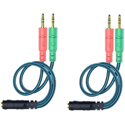 HLD 2 Pack 3.5MM Female With Headphone/microphone Transform to 2 Dual 3.5MM Male for Computer Simultaneously Y Splitter Audio