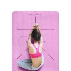 WINGOMART Yoga Mat \w Alignment Lines Tpe Two Sides Anti-Tear Mat Non-Slip Large Fitness Mat for Gym Pilates Floor Exercises Stretching 73"x32"x1/4