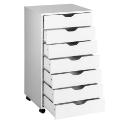 TOPBUY 5/7-Drawer Chest Mobile Lateral Filing Cabinet Floor Storage Organizer In White