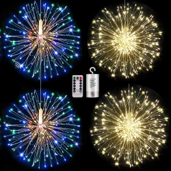 ISTAR 4 Pieces Firework Lights Led String Lights Fairy Decorative Twinkle Starburst Lights \w Remote Control for Patio Party Indoor Home Decoration