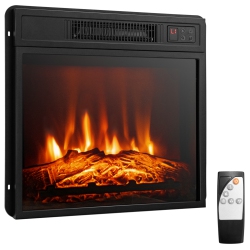 TOPBUY 18" Electric Fireplace Heater Freestanding & Recessed Electric Stove Heater W/adjustable Led Flame