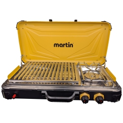 MARTIN Camp Stove And Grill Combo - Portable Propane Gas Burner And Bbq for Camping And Outdoor Cooking