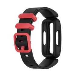 STRAPSCO Soft Silicone Rubber Watch Band Strap for Fitbit Ace 3 - Black & In Red