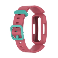 STRAPSCO Soft Silicone Rubber Watch Band Strap for Fitbit Ace 3 - & Teal In Pink