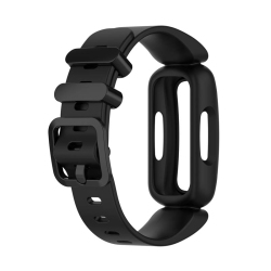 STRAPSCO Soft Silicone Rubber Watch Band Strap for Fitbit Ace 3 - In Black