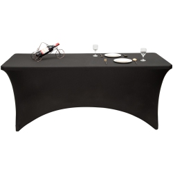 TOPBUY 2-Piece 4Ft Rectangular Stretchable Tablecloths Spandex Table Cover In Black