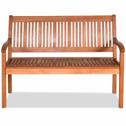 TOPBUY Outdoor Eucalyptus Wood Park Bench Loveseat Chair With Armrest