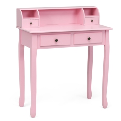 TOPBUY Writing Desk W/ Drawer Detachable Floating Organizer Computer Table In Pink
