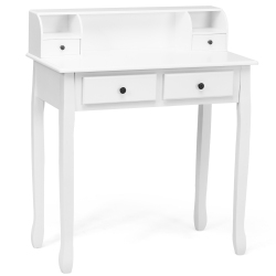 TOPBUY Writing Desk W/ Drawer Detachable Floating Organizer Computer Table In White