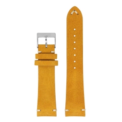 STRAPSCO Suede Strap With Brushed Silver Buckle for Samsung Galaxy Watch 4 - Standard - & Ivory In Orange