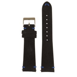 STRAPSCO Suede Strap With Brushed Silver Buckle for Samsung Galaxy Watch 4 - Long - Black & In Blue