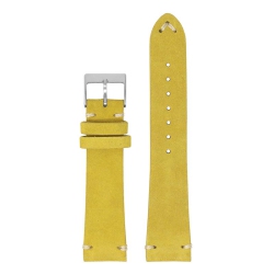 STRAPSCO Suede Strap With Brushed Silver Buckle for Samsung Galaxy Watch 4 - Short - & Ivory In Yellow