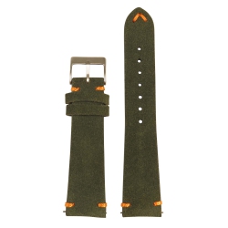 STRAPSCO Suede Strap With Brushed Silver Buckle for Samsung Galaxy Watch 4 - Standard - Green & In Orange