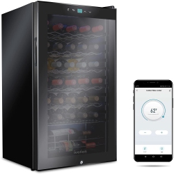 IVATION 34 Bottle Compressor Wine Cooler Refrigerator \w Wi-Fi Smart App Control Cooling System | Large Freestanding Wine Cellar Fridge for White