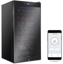 IVATION 28 Bottle Compressor Wine Cooler Refrigerator \w Wi-Fi Smart App Control Cooling System | Large Freestanding Wine Cellar Fridge for White