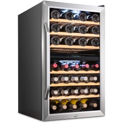 IVATION 43 Bottle Dual Zone Wine Cooler Refrigerator W/lock | Large Freestanding Wine Cellar for Red, White & Sparkling Wine | 41F-64F Digital