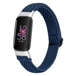 STRAPSCO Hook And Loop Adjustable Nylon Watch Band Strap for Fitbit Luxe - Dark In Blue