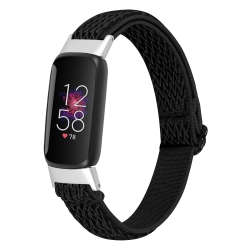 STRAPSCO Hook And Loop Adjustable Nylon Watch Band Strap for Fitbit Luxe - In Black