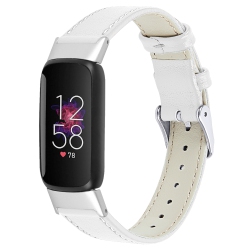 STRAPSCO Vibrant And Smooth Leather Watch Band Strap for Fitbit Luxe - In White