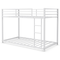 TOPBUY Bunk Bed Frame Twin Over Twin Heavy Duty Metal Bed Frame W/slat & Ladder In White