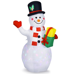 TOPBUY 5Ft Christmas Inflatable Snowman Decoration W/rotating Led Lights for Garden Yard