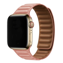 CSMART Leather Magnetic Link Replacement Band Strap for Apple Watch Iwatch Series 1 to 10 Se Ultra, 38MM 40MM 41MM 42Mm(Series 10), Rose In Gold