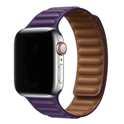 CSMART Leather Magnetic Link Replacement Band Strap for Apple Watch Iwatch Series 1 to 10 Se Ultra, 42Mm(Series 123) 44MM 45MM 46MM 49MM In Purple