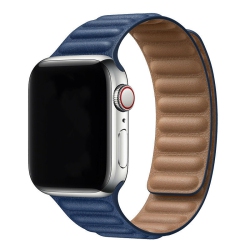 CSMART Leather Magnetic Link Replacement Band Strap for Apple Watch Iwatch Series 1 to 10 Se Ultra, 42Mm(Series 123) 44MM 45MM 46MM 49MM In Navy