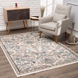 LADOLE RUGS La Dole Rugs Traditional Persian Oriental Paisly Ivory Grey Teal Turquoise Area Rug Living Room Bedroom Carpet Tapis 7'10"x10'5