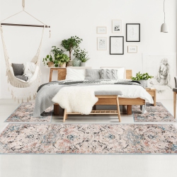 LADOLE RUGS La Dole Rugs Traditional Persian Oriental Distressed Teal Turquoise Ivory Grey Area Rug Living Room Bedroom Carpet Tapis 9'x12'5