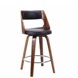 MOUSTACHE Mid-Century 26 Inch Counter Stools Barstool With Back & Foot Ring, Wood Swivel Bar Stools（18.1"l X 19.1"d X 36.2" H）