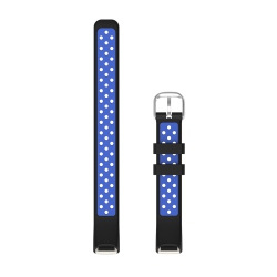 STRAPSCO Heavy Duty Silicone Perforated Rubber Sport Band Strap for Fitbit Luxe - Black & In Blue