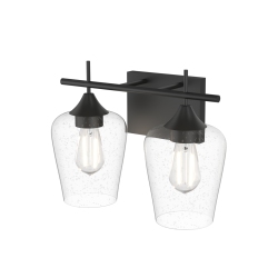 TOPBUY 2-Light Wall Sconce Vanity Light Fixture With Clear Seeded Glass Lampshade