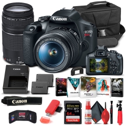 CANON Eos Rebel T7 Dslr Camera W/ 18-55MM And 75-300MM Lenses - Basic Bundle