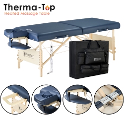 MASTER MASSAGE Coronado Therma Top Portable Massage Table Heated \w Warming Top And 3-Inch Foam Cushioning- Tattoo Bed, Lash Table- Royal (30” X