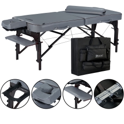 MASTER MASSAGE 30" Montour Lx Portable Massage Table Package With 3" Memory Foam, Dove Grey- Foldable Massage Table, Folding Spa Beauty Bed