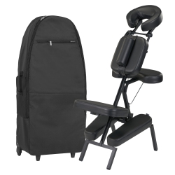 MASTER MASSAGE Apollo Extra Large Portable Massage Chair – Lightweight Aluminum Tattoo Folding Chair \w Enhanced Cushions And Wheeled Carrying Bag –
