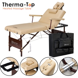 MASTER MASSAGE 30" Del Ray Beauty Salon Lash Bed \w Therma Top-Heated Portable Massage Table Package-Wooden Tattoo Table \w 3 Section Tilting