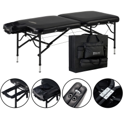 MASTER MASSAGE 30" Stratomaster Lx Ultra-Light Weight Aluminum Portable Massage Table Package- Tattoo Bed- Lash Tables- In Black