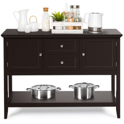 TOPBUY Wooden Sideboard Buffet Table Console Table With 2 Drawers & 2 Doors & Bottom Shelf